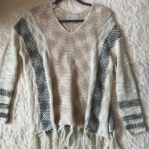 Multi color fringe sweater